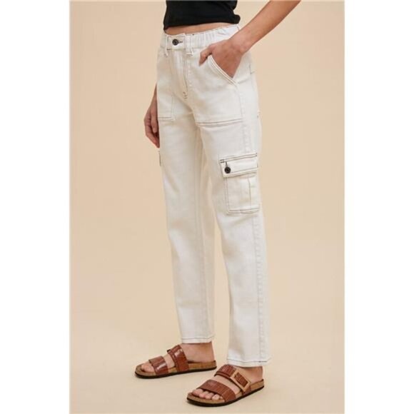 Annie Wear Straight Leg Jeans with Cargo Pockets - Picture 1 of 3